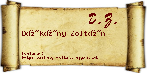 Dékány Zoltán névjegykártya