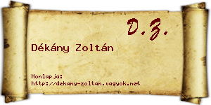 Dékány Zoltán névjegykártya